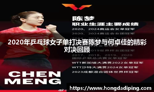 2020年乒乓球女子单打决赛陈梦与何卓佳的精彩对决回顾